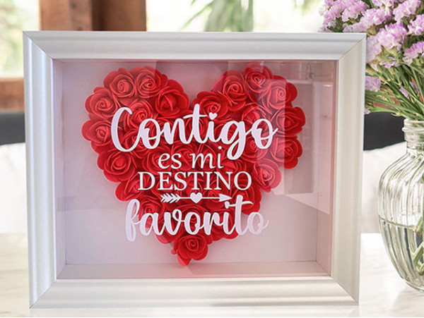 Cuadro 3D de flores personalizado para San Valentín 