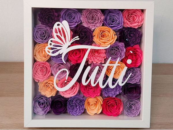 Cuadro 3D de flores personalizado 